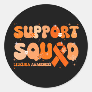 Sticker Rond Équipe de soutien Orange Ruban Leucémie Cancer du