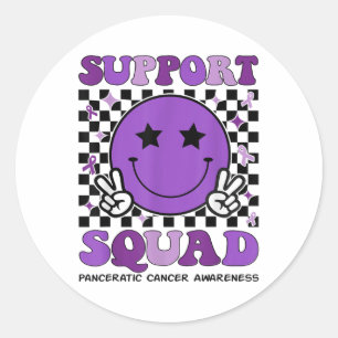 Sticker Rond Équipe de soutien Ribbon pourpre Cancer pancréatiq