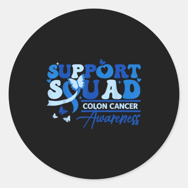 Sticker Rond Équipe de soutien ruban bleu sensibilisation au ca (Devant)