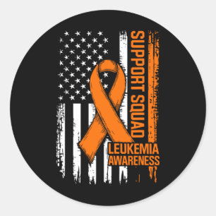 Sticker Rond Équipe de soutien Ruban orange Leucémie Cancer du 