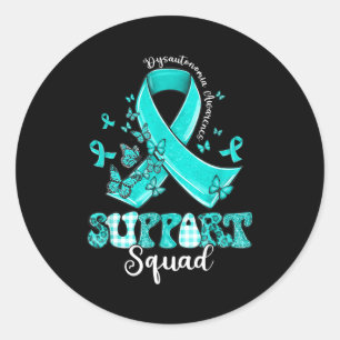 Sticker Rond Équipe de soutien Ruban sarcelle Papillon Dysauton