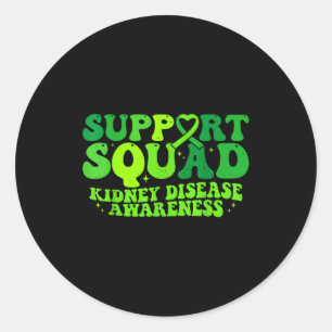 Sticker Rond Équipe de soutien ruban vert maladie rénale pkd