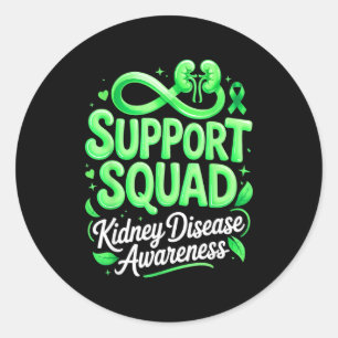 Sticker Rond Équipe de soutien ruban vert sensibilisation à la