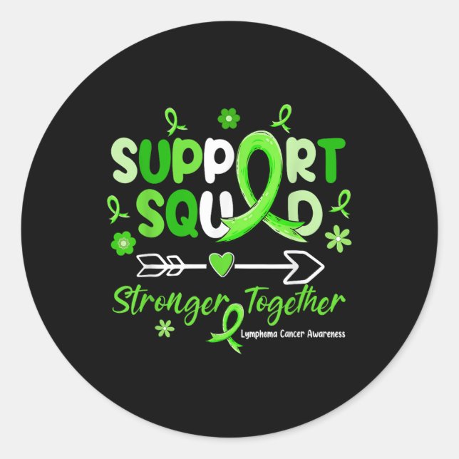 Sticker Rond Équipe de soutien super Green Ribbon Lymphome Canc (Devant)