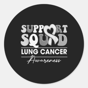 Sticker Rond Équipe de soutien super White Ribbon Lung Cancer A
