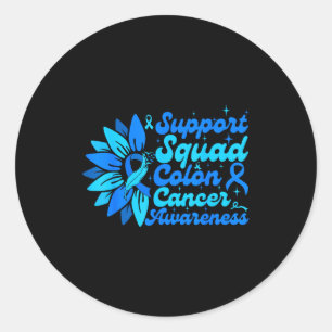 Sticker Rond Équipe de soutien tournesol colon bleu cancer