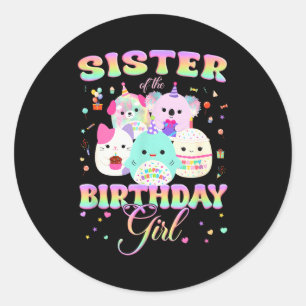 Sticker Rond Équipe de Squish Familiale d'Anniversaire Sœur de