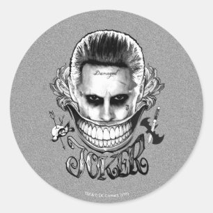 Sticker Rond Équipe de suicide   Joker Smile