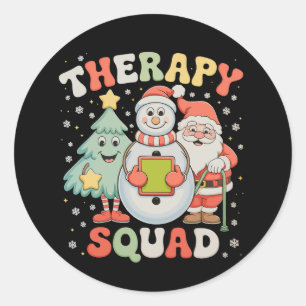 Sticker Rond Équipe de Thérapie de Noël SLP OT PT Crew Père Noë