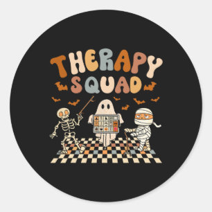 Sticker Rond Équipe de thérapie rétro Slp Ot Pt Team Halloween