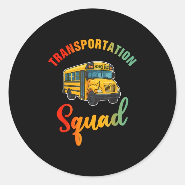 Sticker Rond Équipe de transport Drôle de chauffeur de bus de r (Devant)