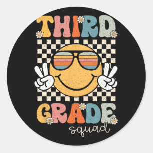Sticker Rond Équipe de troisième année Rétro Retour à l'école T