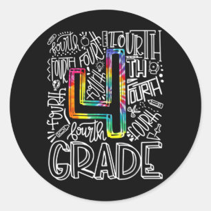 Sticker Rond Équipe de typographie de 4e année Quatrième année 