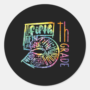 Sticker Rond Équipe de typographie de 5e année Enseignant de 5e