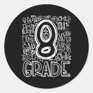 Sticker Rond Équipe de typographie de 8e année Huitième année C