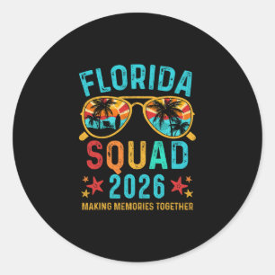 Sticker Rond Équipe de vacances en Floride 2026 Vintag assorti
