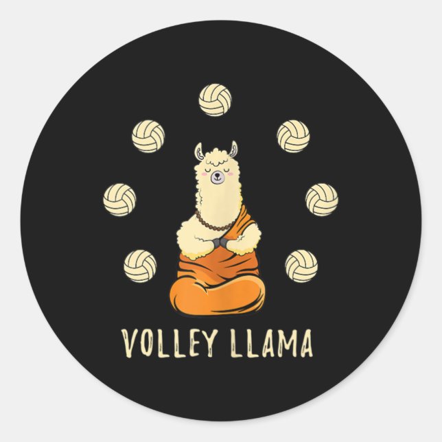 Sticker Rond Équipe De Volley Llama Lover Cute Volleyball Pour  (Devant)