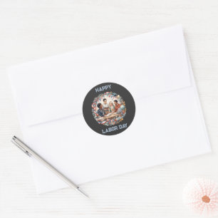 Sticker Rond Équipe d'éducateurs divers pour la fête du Travail