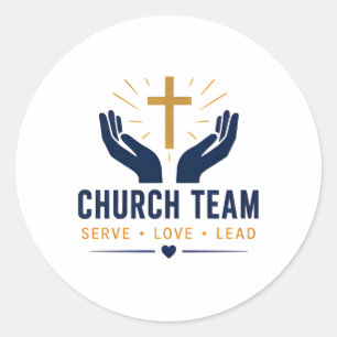 Sticker Rond Équipe d'église Servir Amour Diriger Chrétien