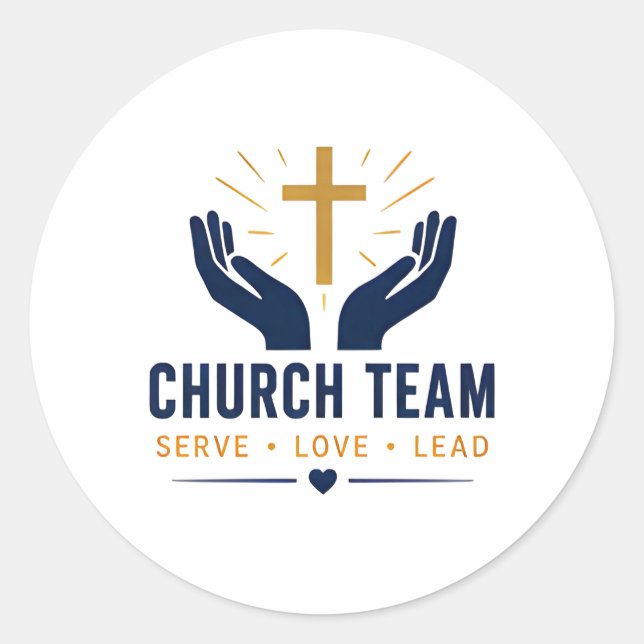 Sticker Rond Équipe d'église Servir Amour Diriger Chrétien (Devant)