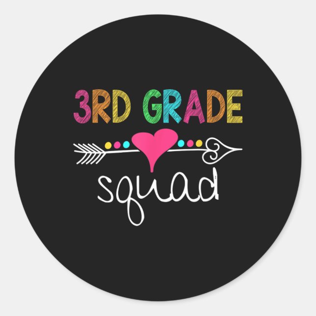 Sticker Rond Équipe d'élèves de 3e année Troisième équipe d'ens (Devant)