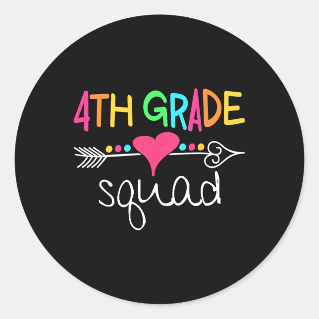 Sticker Rond Équipe d'élèves de 4e année Quatrième enseignant R (Devant)