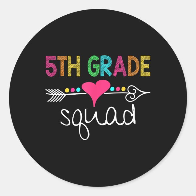 Sticker Rond Équipe d'élèves de 5e année Cinquième enseignant R (Devant)