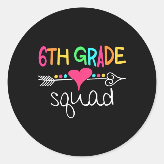 Sticker Rond Équipe d'élèves de 6e année Sixième équipe d'ensei (Devant)