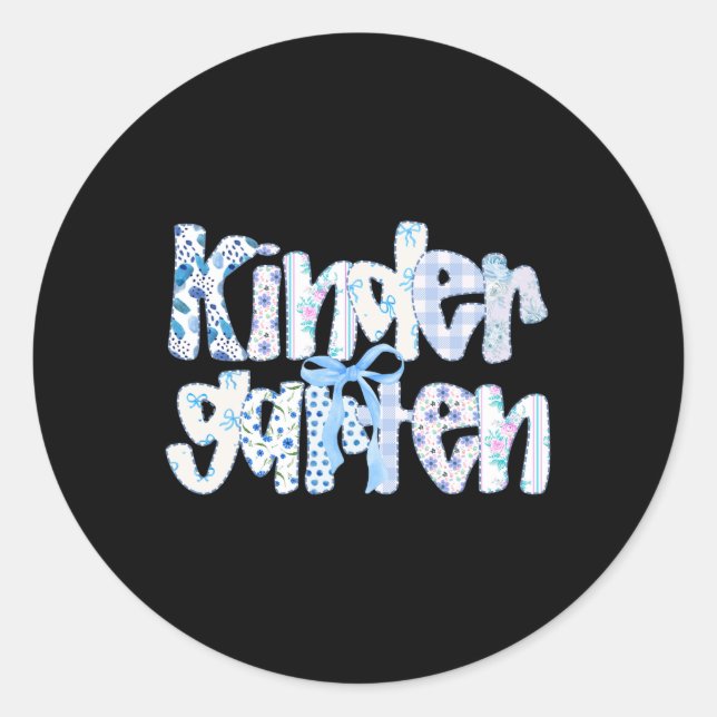 Sticker Rond Équipe d'enseignants de maternelle Preppy Bow Byck (Devant)