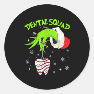 Sticker Rond Équipe dentaire de Noël Mignon dentiste Hygiéniste