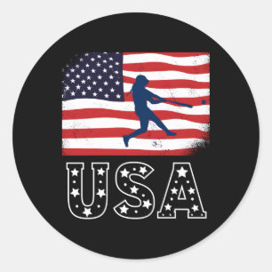 Sticker Rond Équipe des États-Unis de softball 4 juillet Softba