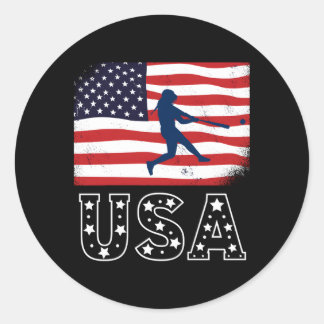 Sticker Rond Équipe des États-Unis de softball 4 juillet Softba