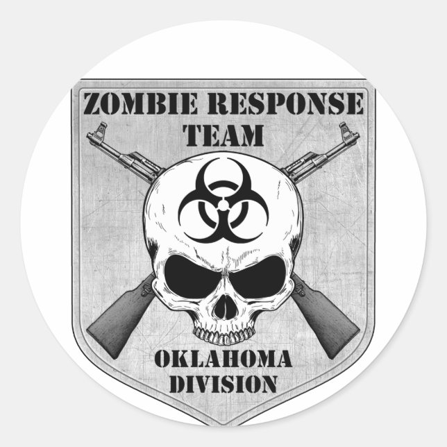 Sticker Rond Équipe d'intervention de Zombie : Division Oklahom (Devant)