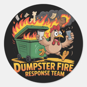 Sticker Rond Équipe d'intervention en décharge en feu - Poulet