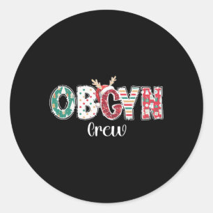 Sticker Rond Équipe d'obstétrique de l'équipage de Noël Obgyw O