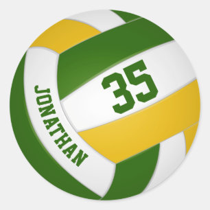 Sticker Rond équipe d'or vert colore des garçons volley-ball fé