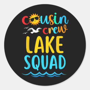 Sticker Rond Équipe du lac Cousin 2024 Famille de vacances d'ét