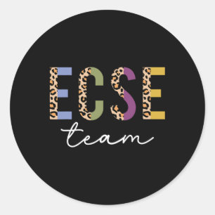 Sticker Rond Équipe Ecse Léopard Rentrée Scolaire Mignonne Ense