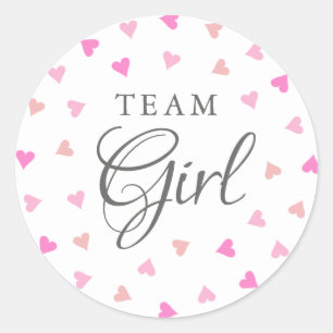 Sticker Rond Équipe Fille Cœurs Roses Vote Révélation du Sexe