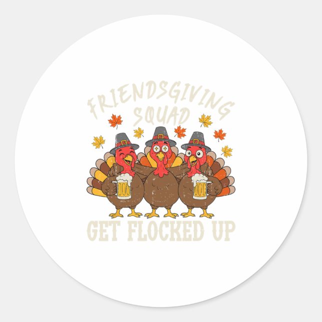 Sticker Rond Équipe Friendsgiving Dinde Thanksgiving Amis Dr (Devant)
