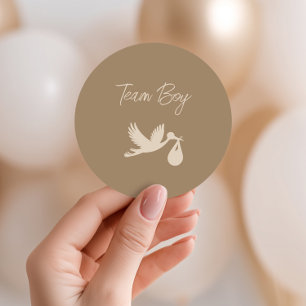 Sticker Rond Équipe garçon pour la livraison de bébé cigogne ré