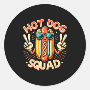 Sticker Rond Équipe Hot Dog Squad Hot Dog Stand Team Hotdog Cre