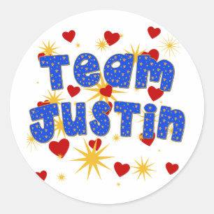 Sticker Rond ÉQUIPE JUSTIN ! T-shirts pour enfants et adultes