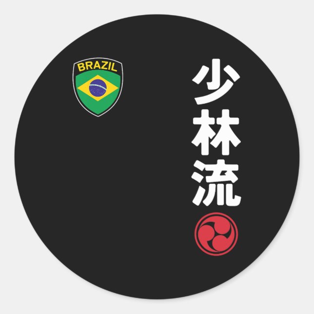 Sticker Rond Équipe Karate Shorin Ryu Brésil Drapeau Martia jap (Devant)