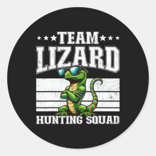 Sticker Rond Équipe Lizard Hunter Squad Funny Retro Gecko Lizar