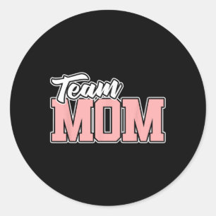 Sticker Rond Équipe Maman Vend Softll Soccer Volleyll Footll 