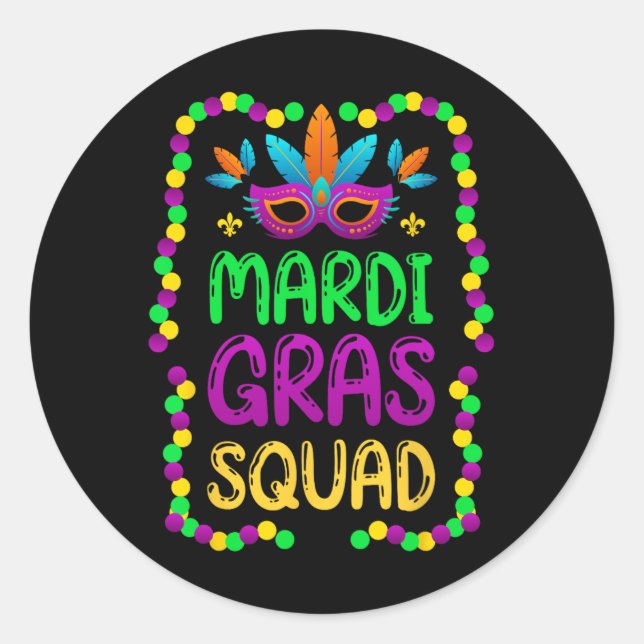 Sticker Rond Équipe Mardi Gras Pour Un Carnaval Mardi Gras Mar (Devant)