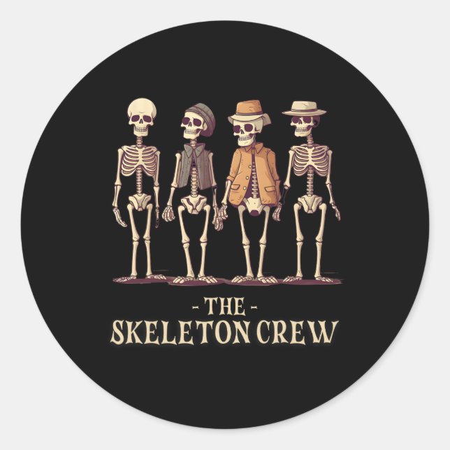 Sticker Rond Équipe masculine de squelette d'Halloween (Devant)