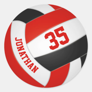 Sticker Rond équipe noire rouge couleurs garçons filles volley-