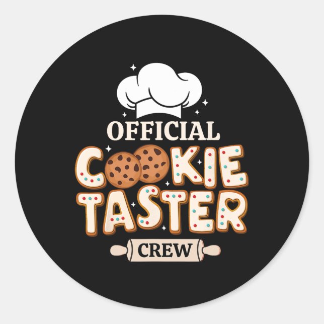 Sticker Rond Équipe officielle de Dégustateurs de Cookies Drôle (Devant)
